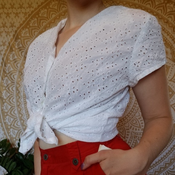 Old Navy Tops - Old Navy white eyelet button up